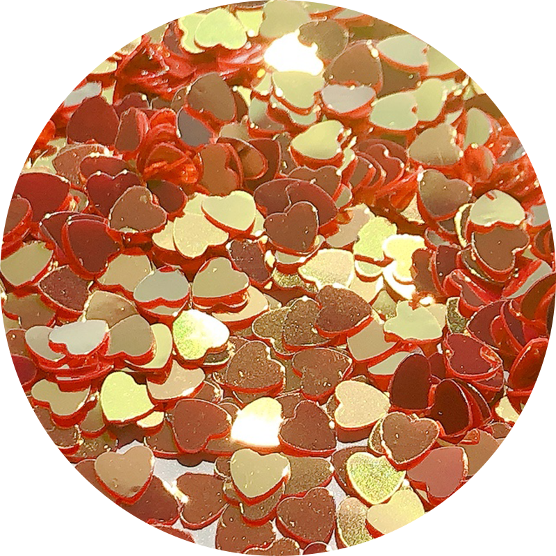 Red(gold shifting) heart glitter