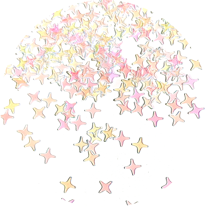 Rainbow 4 pointed star Glitter - Transparent