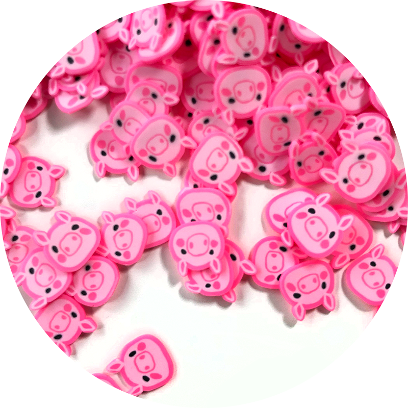 Pink Piggy Fimo Slices
