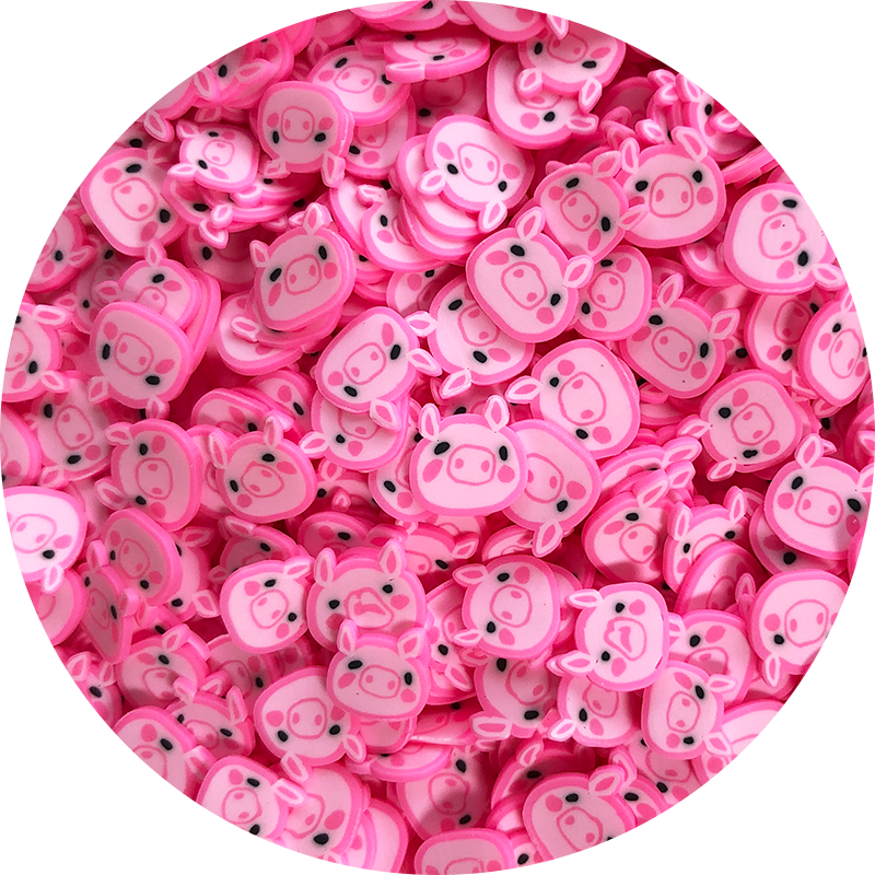 Pink Piggy Fimo Slices