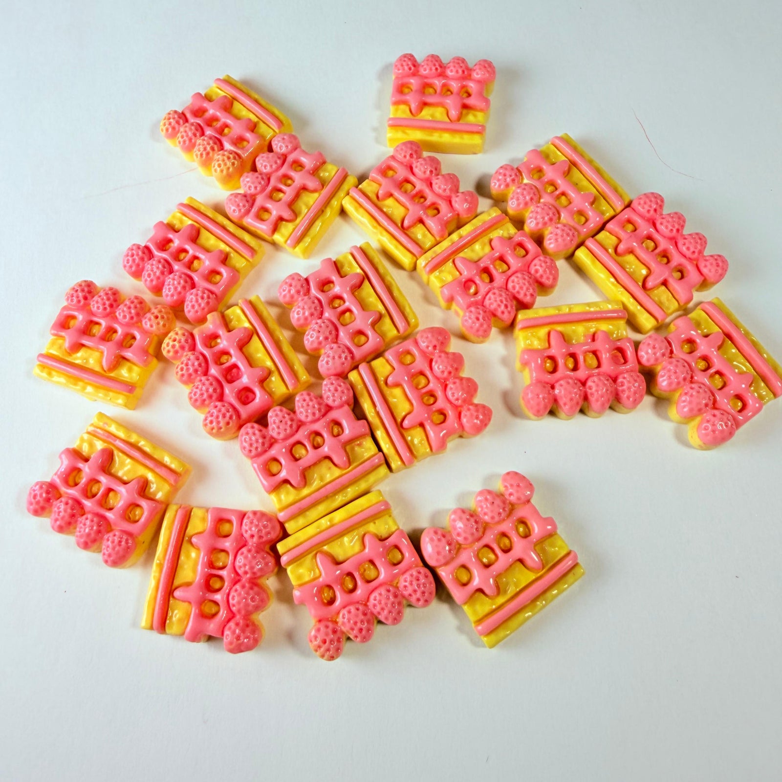 Flat Sliced Strawberry Cake Charms for DIY Crafts