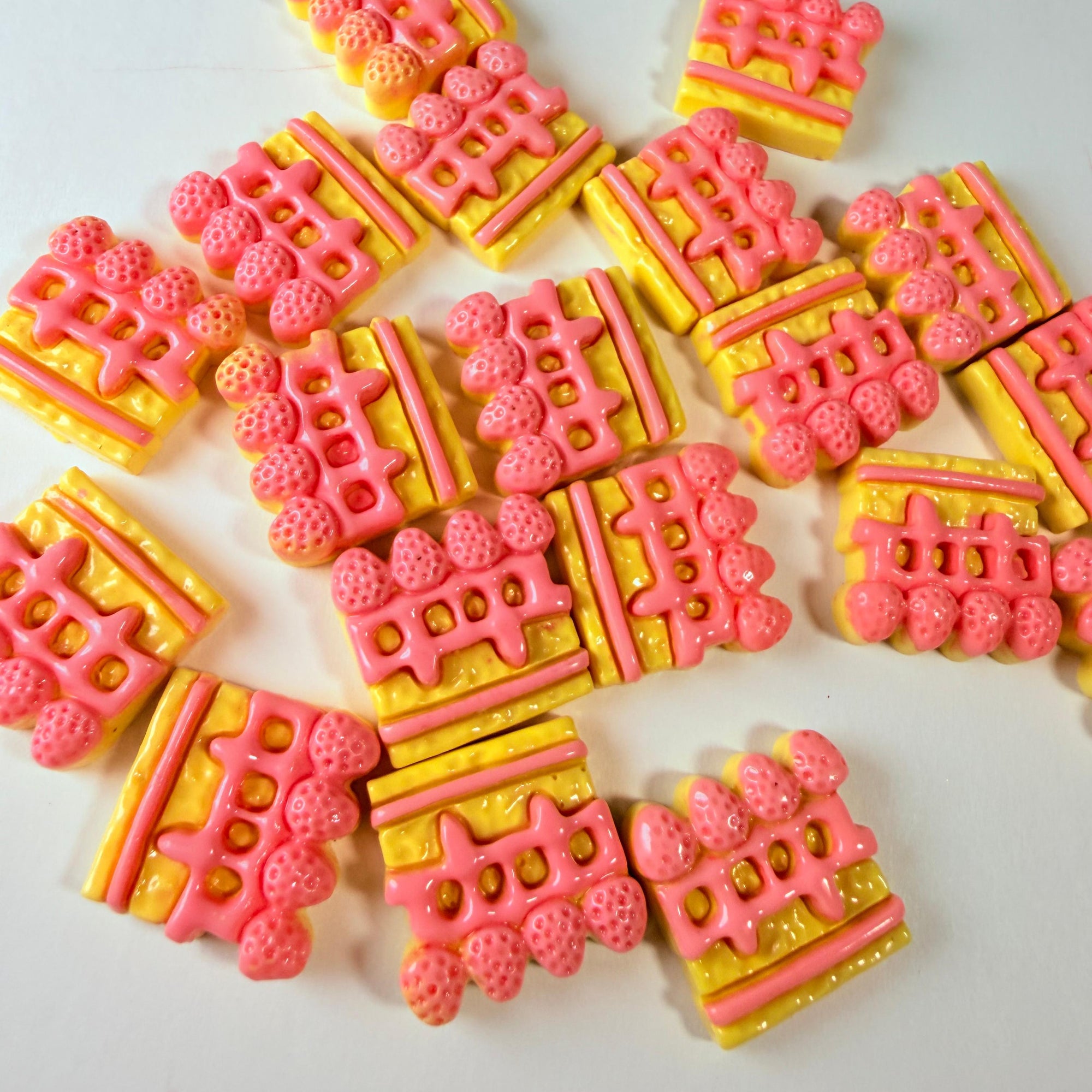 Flat Sliced Strawberry Cake Charms for DIY Crafts