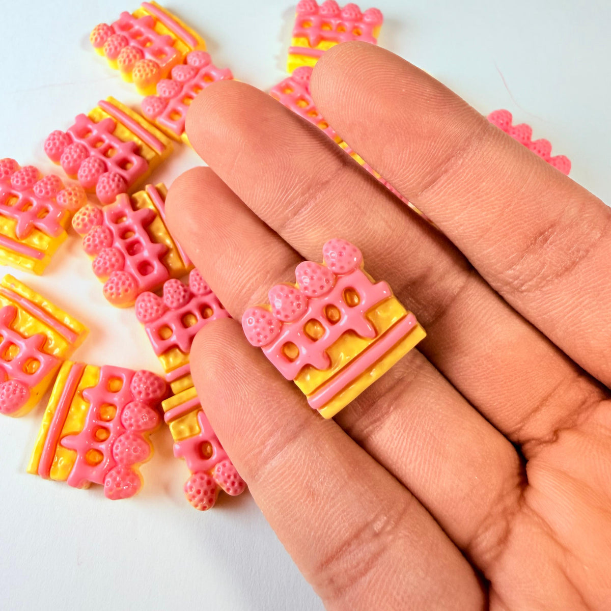 Flat Sliced Strawberry Cake Charms for DIY Crafts