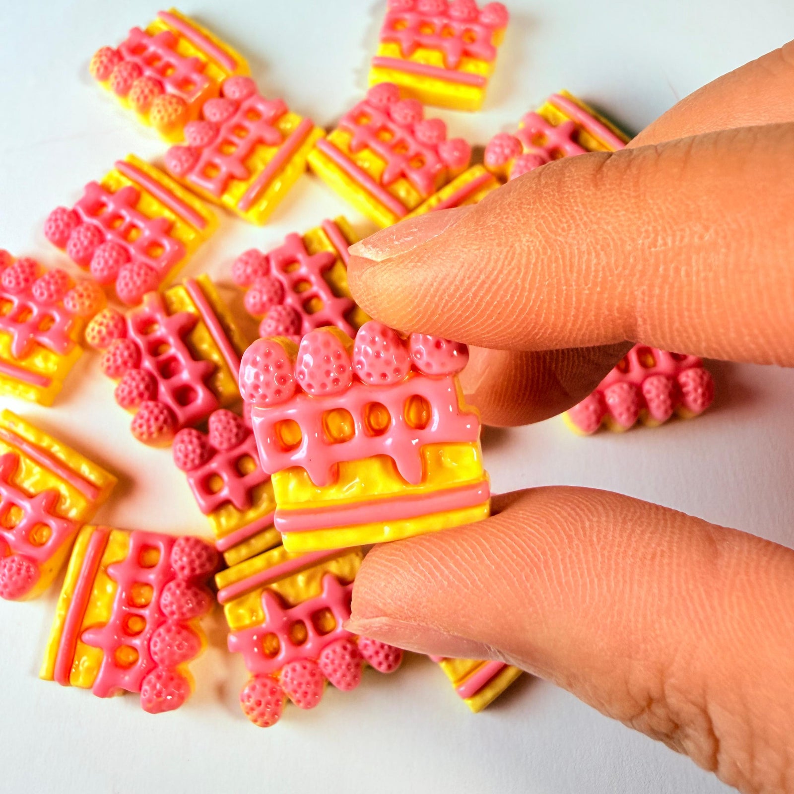 Flat Sliced Strawberry Cake Charms for DIY Crafts