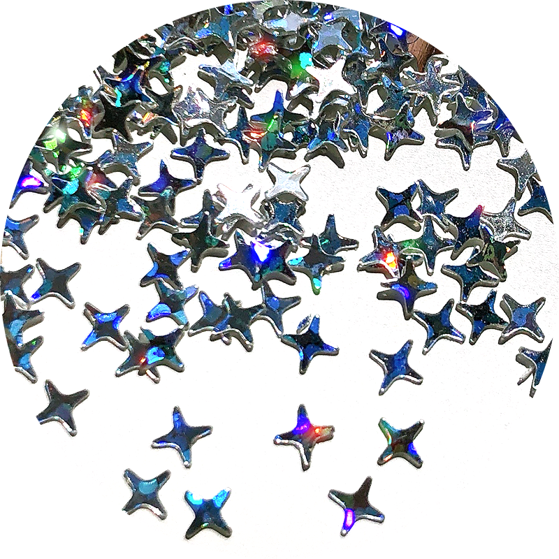 Holographic Silver 4 pointed star Glitter