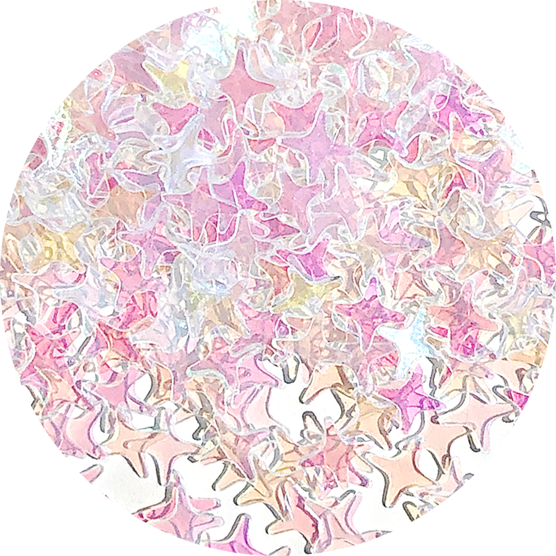 Rainbow 4 pointed star Glitter - Transparent