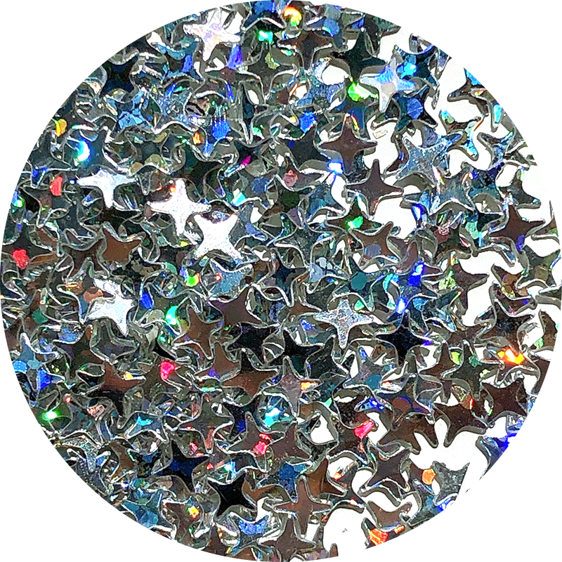 Holographic Silver 4 pointed star Glitter